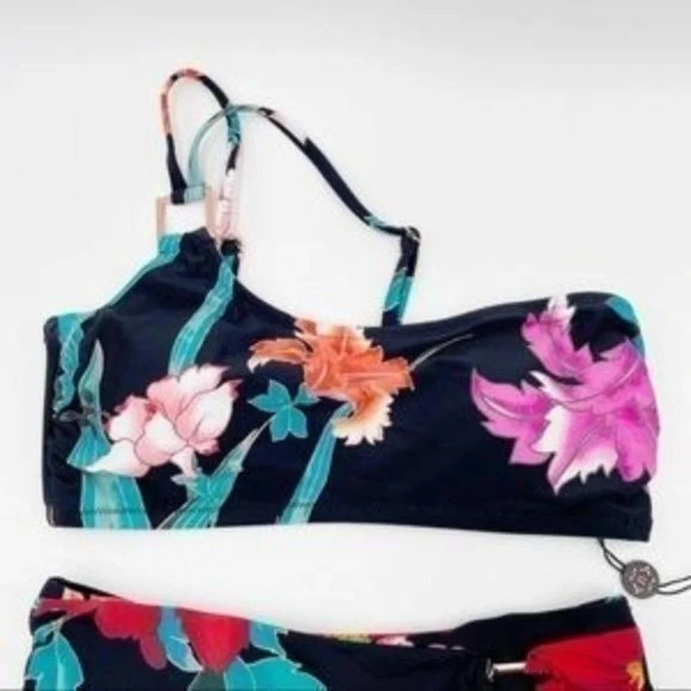 Nanette Lepore Aster Asymmetrical Bikini Swimsuit Set high waist size 6 new!!‎